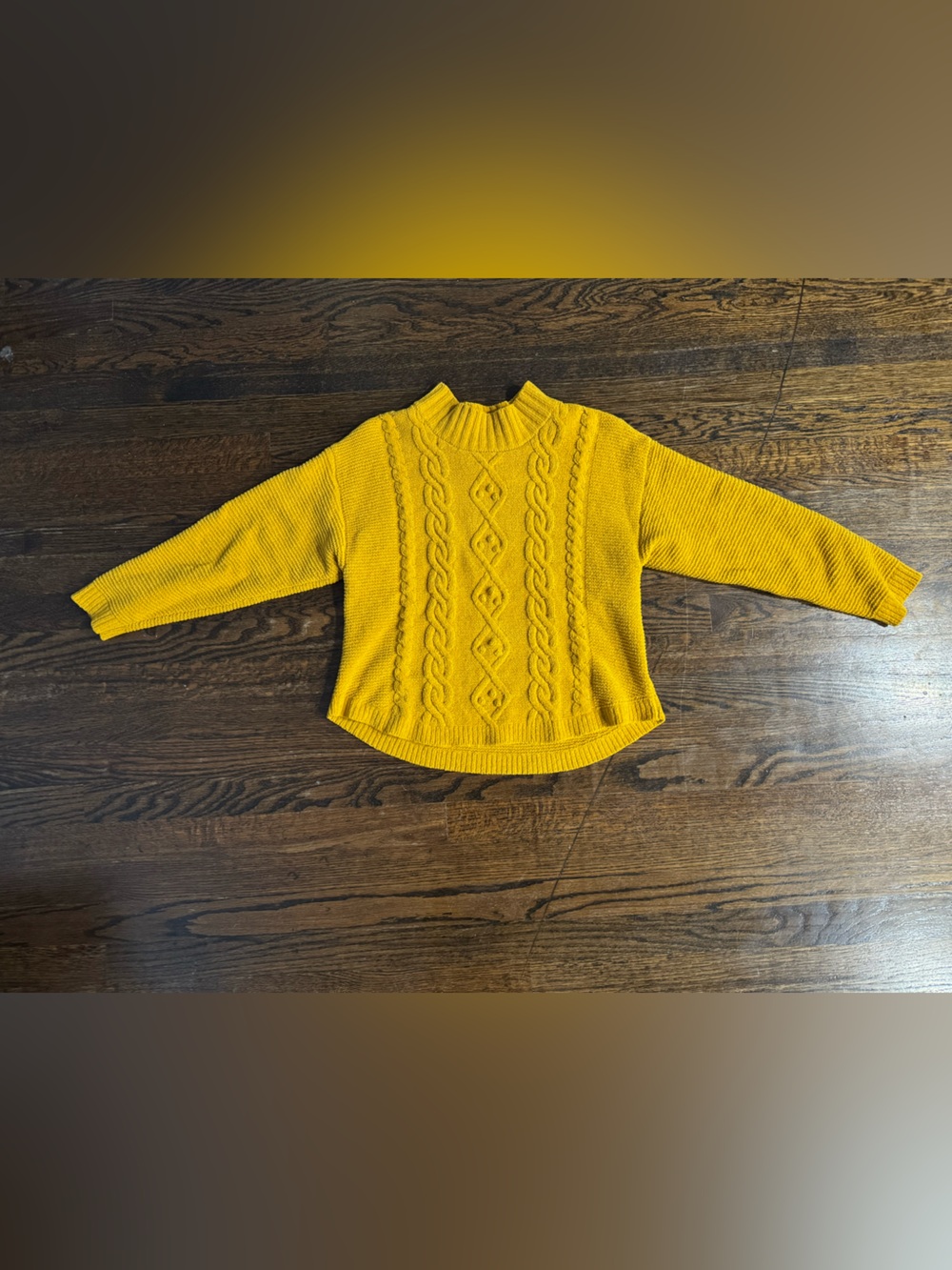 Cat & Jack Girl's Mustard Yellow Cable Turtleneck Sweater